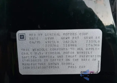 1995 Cadillac Deville from USA, damaged, VIN 1G6KD52B5SU289366